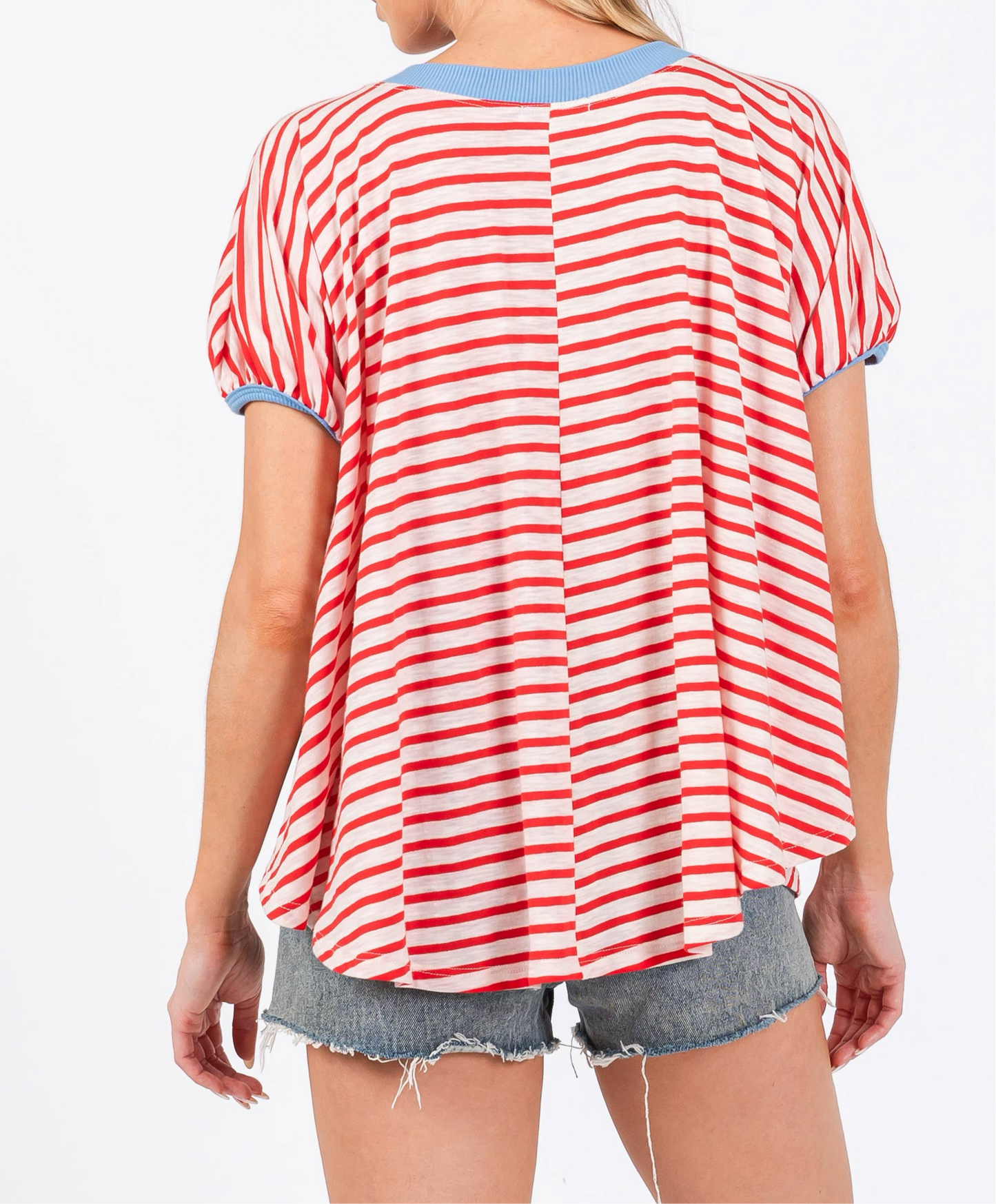 Striped Round Neck Short Sleeve