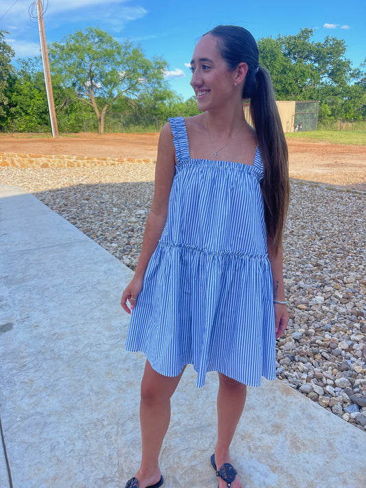 Blue Candy Stripe Dress